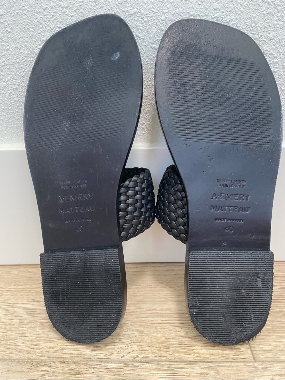 A. Emery x Matthau Carmen Flat Woven Toe Ring Sandals black 9 US 40 EU - Picture 11 of 13